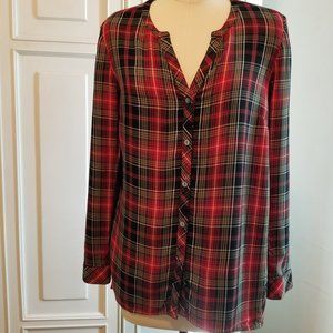 J. Jill Red and Black Plaid Tunic Shirt